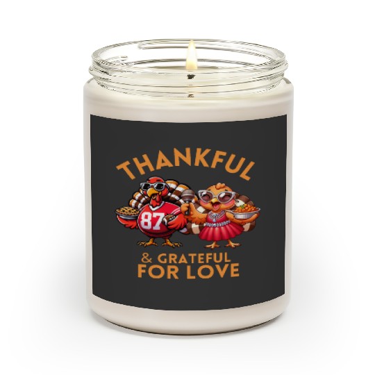 Thankful and Grateful for Love Couples Thanksgiving Design taylorr Swift Scented Candles