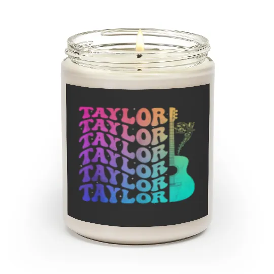 Discover Taylor First Name I Love Taylor Girl Groovy Retro Tie Dye Gifts Trend Scented Candles