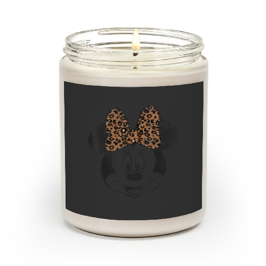 Disney Minnie Mouse Vintage Leopard Print Bow Po Scented Candles