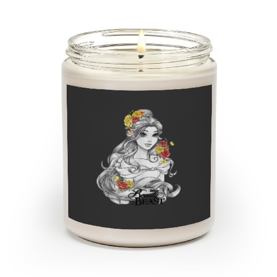 Disney Beauty And The Beast Belle Sketched Portrait Scented Candles