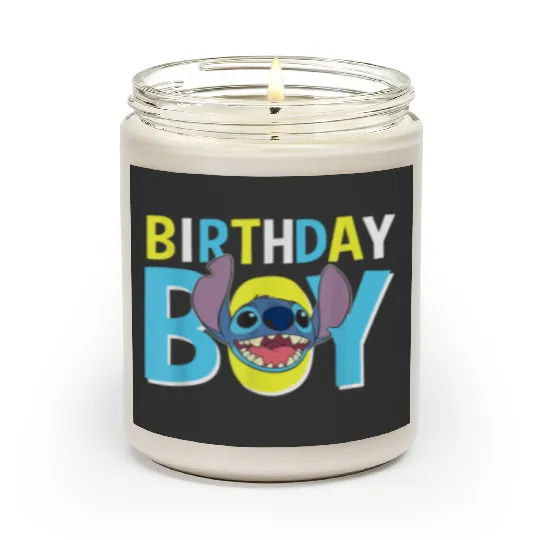 Disney Lilo Stitch Birthday Boy Blue Stitch Logo Icon gifts trends Scented Candles