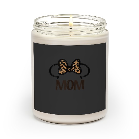 Disney Minnie Mouse Mom Leopard Print Bow Art Line Big Logo Scented Candles