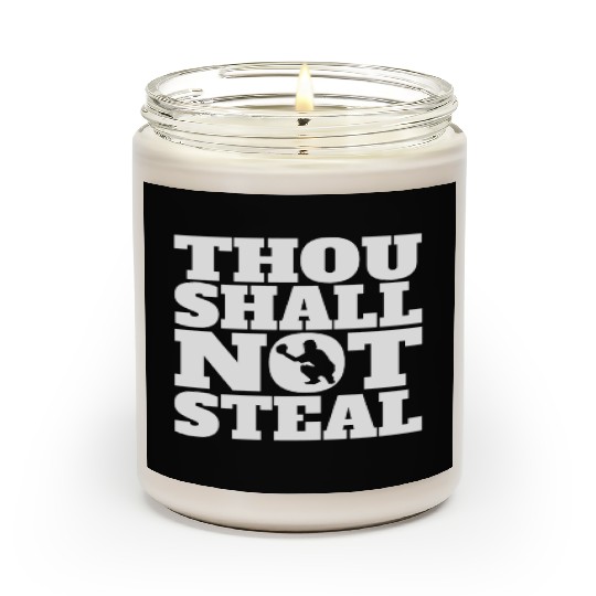 Thou Shall Not Steal Funny Baseball Catcher Scented Candles