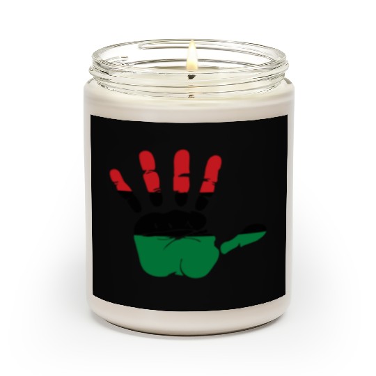 Pan African Flag Hand Print Sign Afro- American Scented Candles