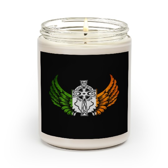Irish Flag Design Celtic Cross Irish gift Scented Candles