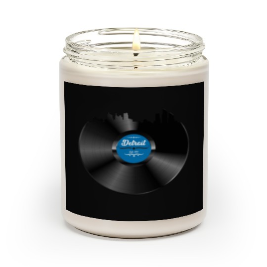 Detroit Vinyl Skyline Record Music Lover Scented Candles
