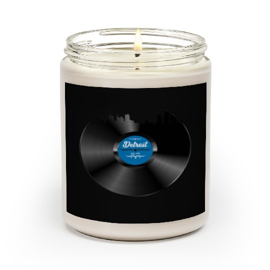 Detroit Vinyl Skyline Record Music Lover Scented Candles