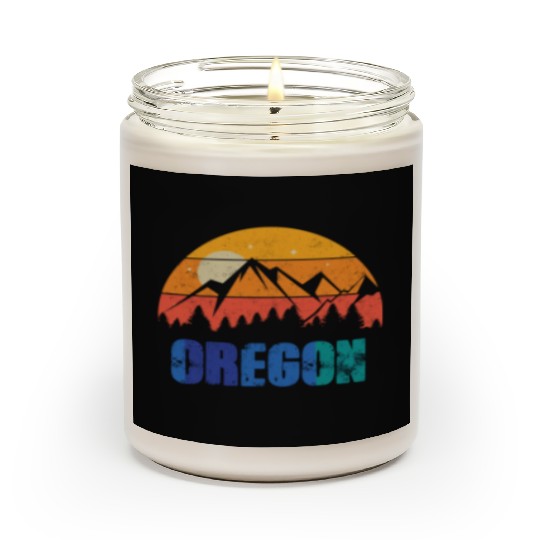 Retro Vintage Oregon With Mountain And Forest Scented Candles