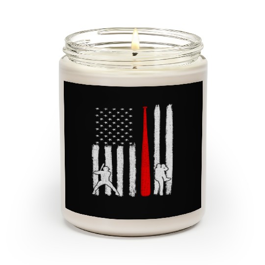 Baseball Pitcher Batter American Flag 4th of July Scented Candles