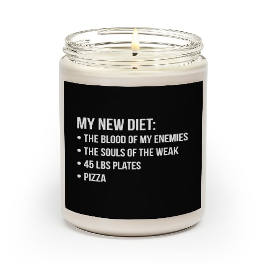 New Diet, Blood, Souls, Pizza, Funny, Novelty Gym Scented Candles