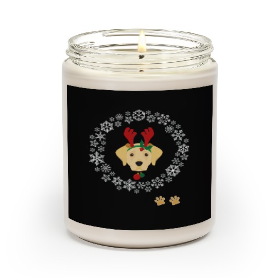 Funny Labrador Dog Pet Christmas Hat Snow Gift Scented Candles