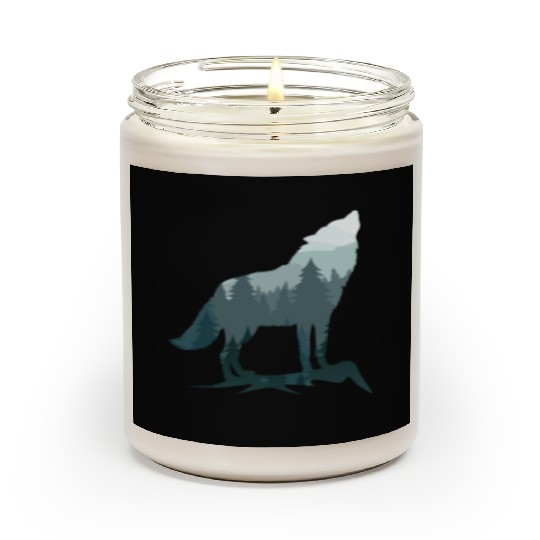 Lone Wolf Survives The Mountain Silhouette Art Scented Candles