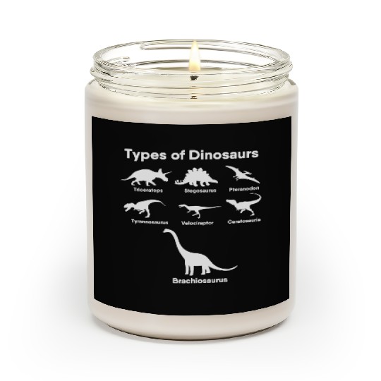 Types of Dinosaurs T-Rex Veloceraptor, Triceratops Scented Candles