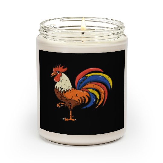 Retro Vintage Grunge Style Rooster Scented Candles