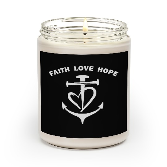 Faith Hope and Love Symbol White Scented Candles