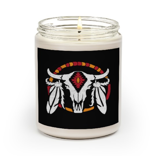 Aztec Pattern Cow Skull Cowboy Indian Mexican Scented Candles