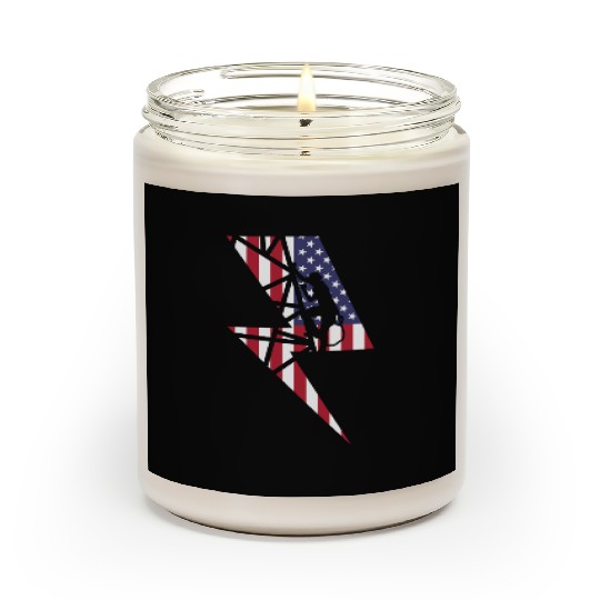 Lineman Usa American Flag Cable Pole Light Gift Scented Candles