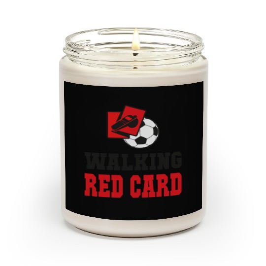 Walking red card referee soccer design Scented Candles