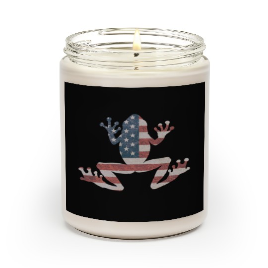 Frog American Flag Pride 4th Of July Frog Lover Scented Candles