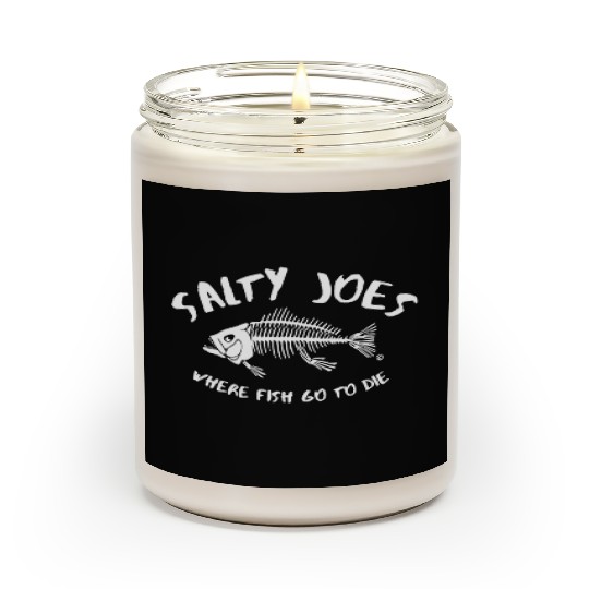 salty joes where fish go to die logo bog and tall Scented Candles