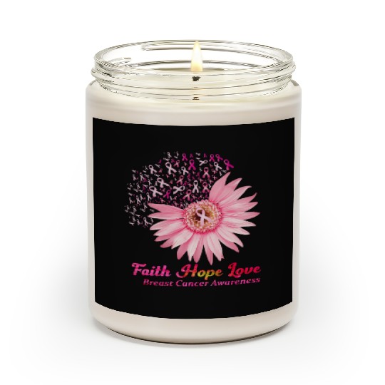 Faith Hope Love Breast Cancer Awareness Flower Pin Scented Candles