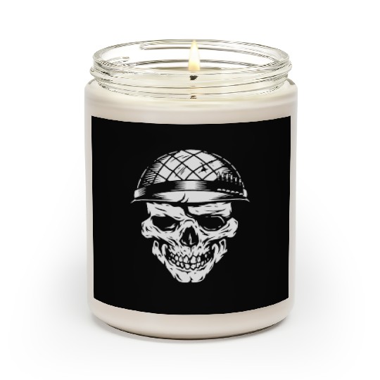 Skull with military helmet Scented Candles