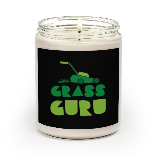 Grass guru with green lawn mower Scented Candles