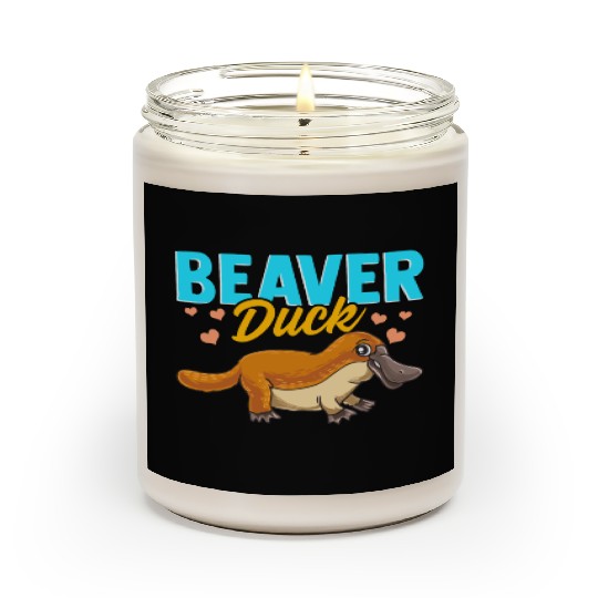 Beaver Duck Platypus Pun Cute Duck Billed Platypus Scented Candles