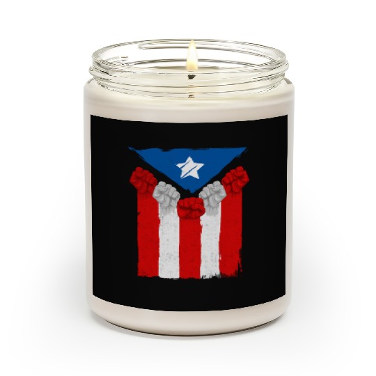 Raised Fists For Puerto Rico - Boricua Flag Scented Candles