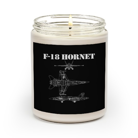 F18 Hornet Airplane Schematic In White F-18 Jet Scented Candles