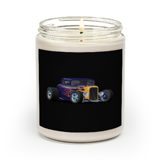 Vintage Hot Rod Car with Classic Flames Scented Candles