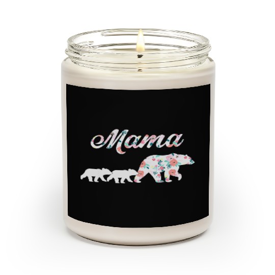 Floral Mama Bear Mom of 2 Mama Bear and Cubs Scented Candles
