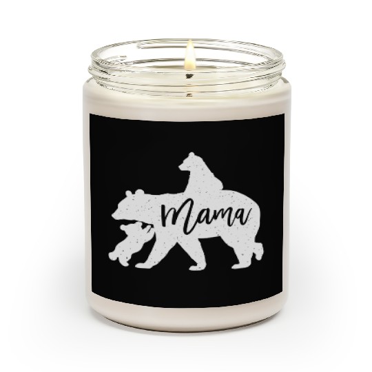 Mama Bear 2 Baby Bear Cubs Playing Riding on Back Scented Candles