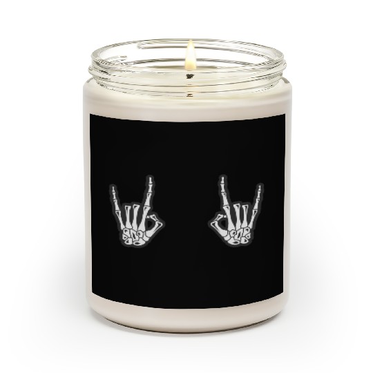 Skeleton Hands Rock N Roll Sign of the Horns Corna Scented Candles