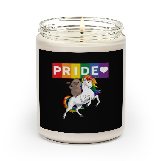 LGBT Gay Pride Wombat Riding Rainbow Unicorn Scented Candles