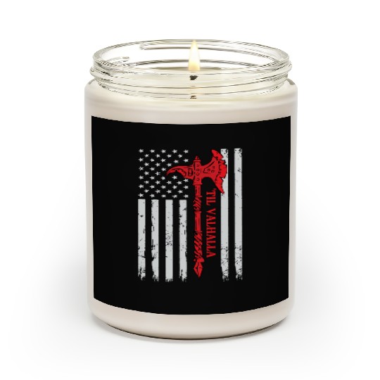 American Viking Axe Flag Til Valhalla Veteran USA Scented Candles