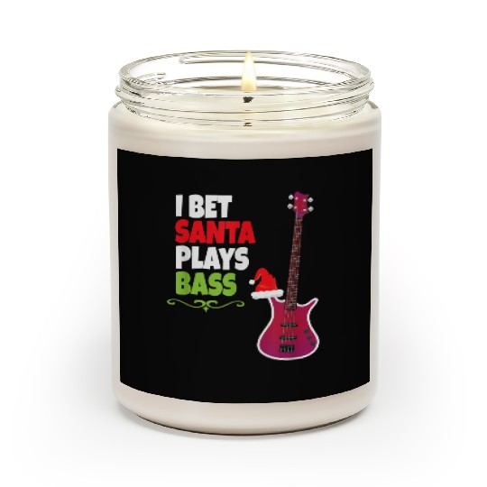 Gift for Bass Guitar Player Cool Santa Christmas Scented Candles