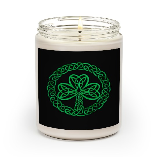 Irish Celtic Knot Shamrock Distressed Clover Scented Candles