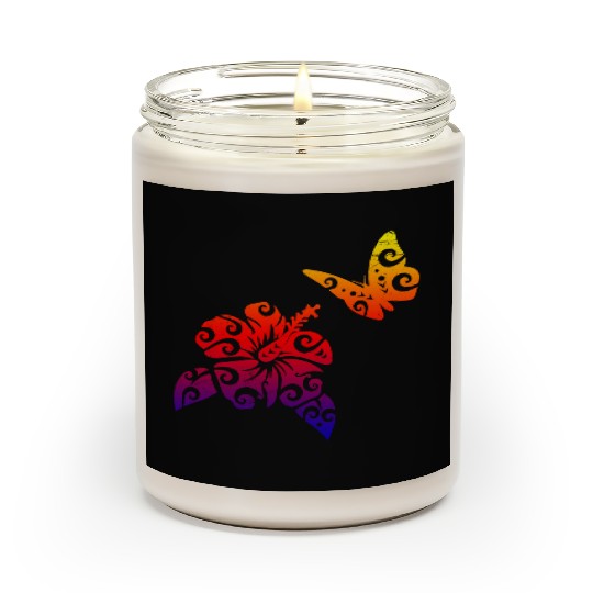 Maori Flower Butterfly Polynesian T Tattoo Scented Candles