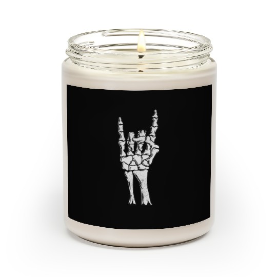 Skeleton Hand Devil Horns Hand Sign Halloween Gift Scented Candles