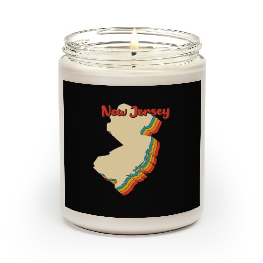 New Jersey Map Outline Vintage Retro Nj Home State Scented Candles