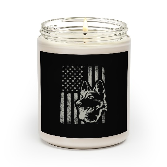 Patriotic German Shepherd AMERICAN FLAG Dog Lover Scented Candles