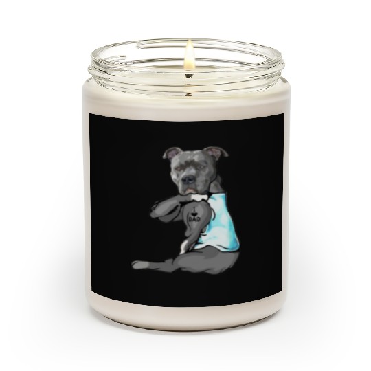 Cute Pitbull I Love Dad Dog Lovers Fathers Day Scented Candles