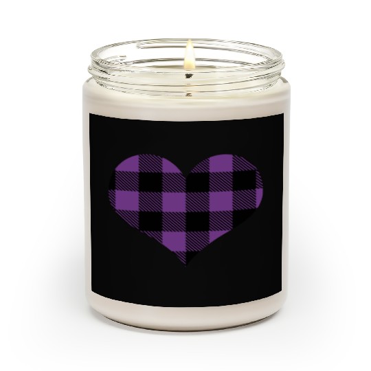 Buffalo Plaid Purple Heart Valentines Day Gift Scented Candles