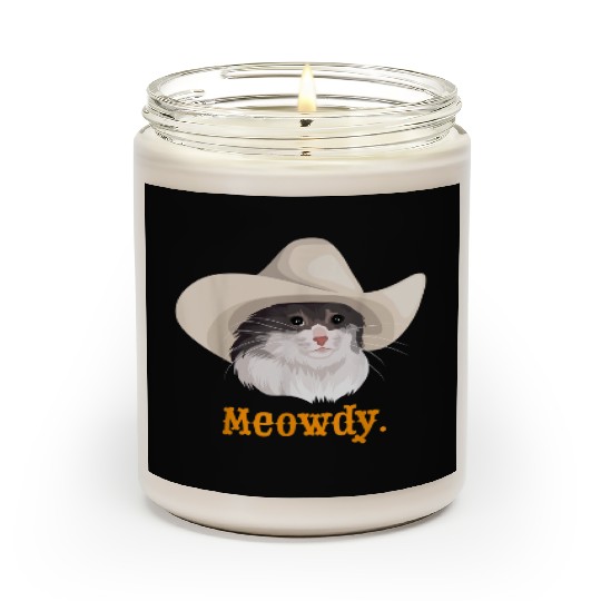 Meowdy Sad Cat Wearing a Cowboy Hat Meme Scented Candles