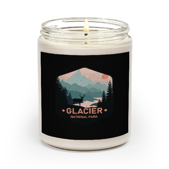 Vintage Glacier National Park Deer Mountains Gift Scented Candles