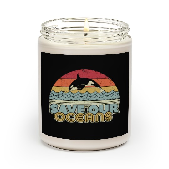 Save Our Oceans Orca Whale Retro Climate Change Scented Candles