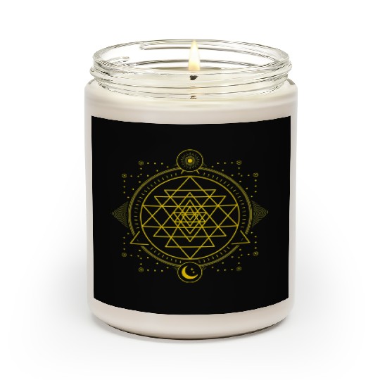 Sri Yantra Geometry Chakra Sun and Moon Scented Candles