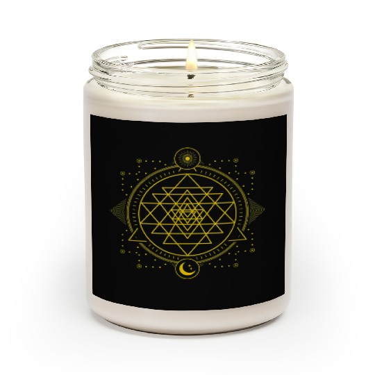 Sri Yantra Geometry Chakra Sun and Moon Scented Candles