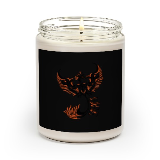 PHOENIX tattoo / Tribal art - Black and Orange Scented Candles
